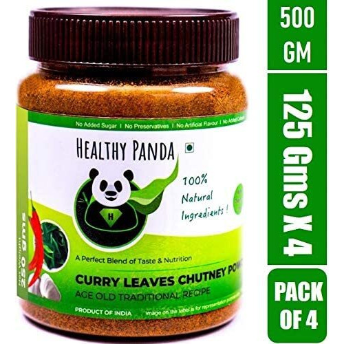 HEALTHY PANDA Curry Leaves Chutney Powder Kadi Patta Chatni, Karivepaku Chatani, Curry Leaves Karam Podi - 125 Gram, Pack of 4 (500 Grams)