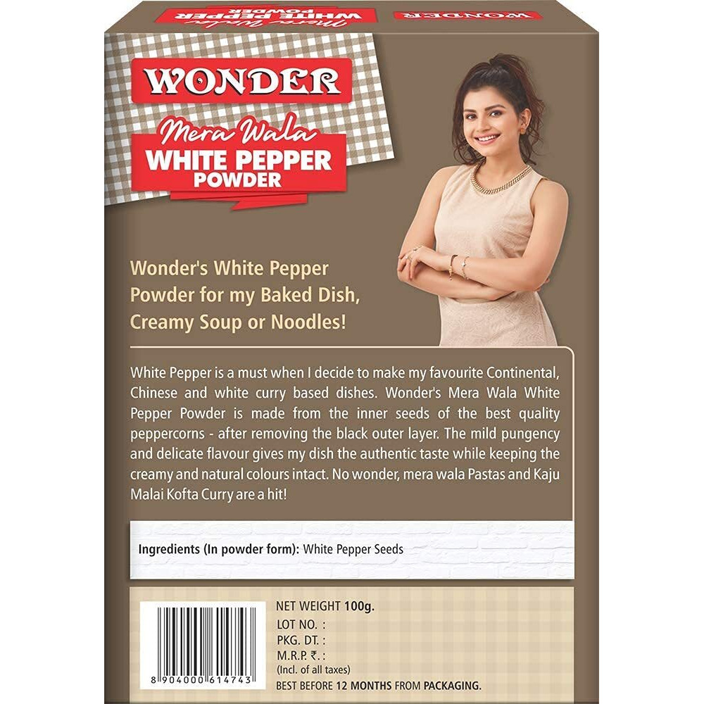 Wonder Mera Wala White Pepper (Mari) Powder/White Mirch Powder  100G / For Aromatic & Flavourful Grams/No Artificial Flavour Added