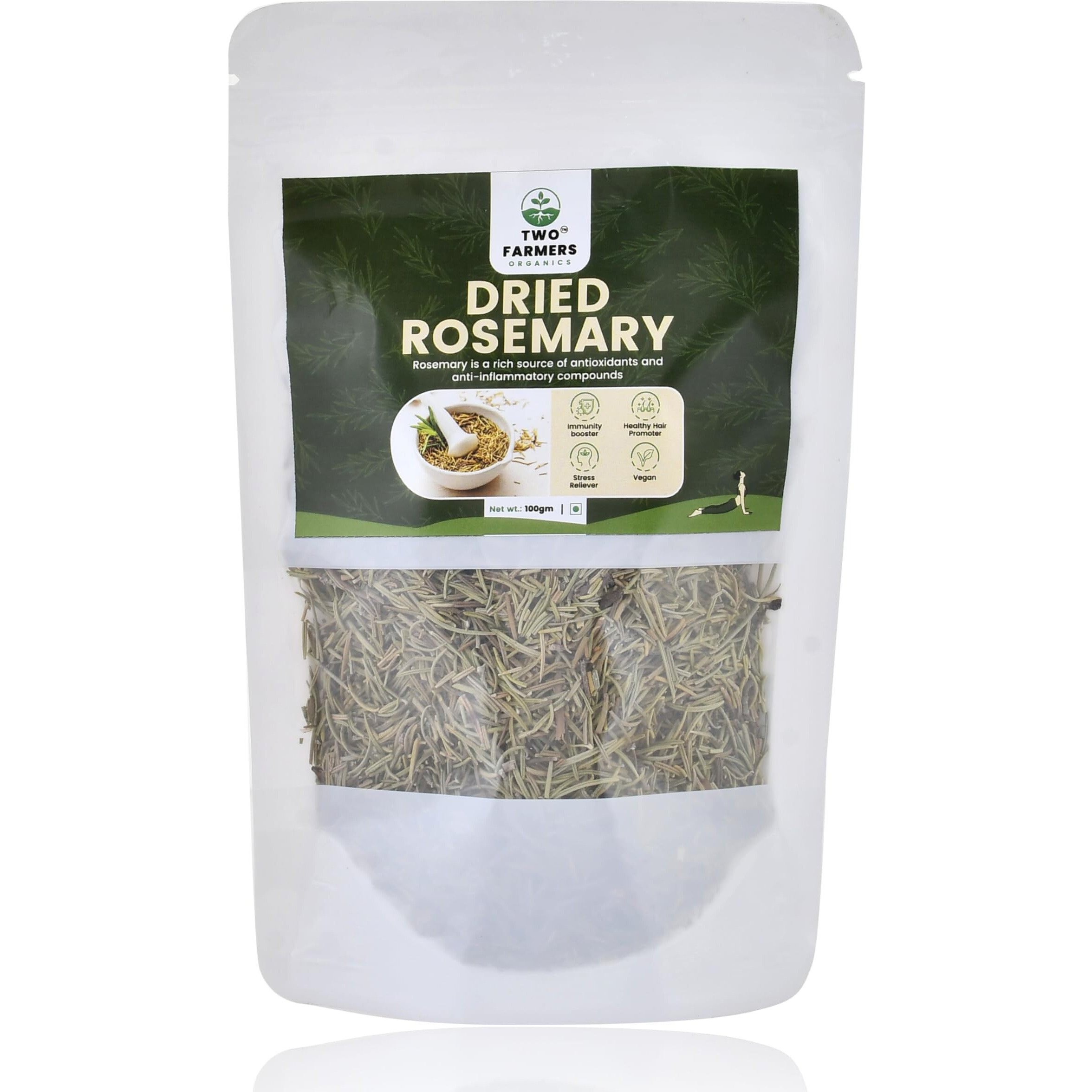 Two Farmers Organics Dried Rosemary Leaves For Hair Growth, Food, Seasoning, Tea, Rosemary Water & Oil (100 Gm, Pack of 1)