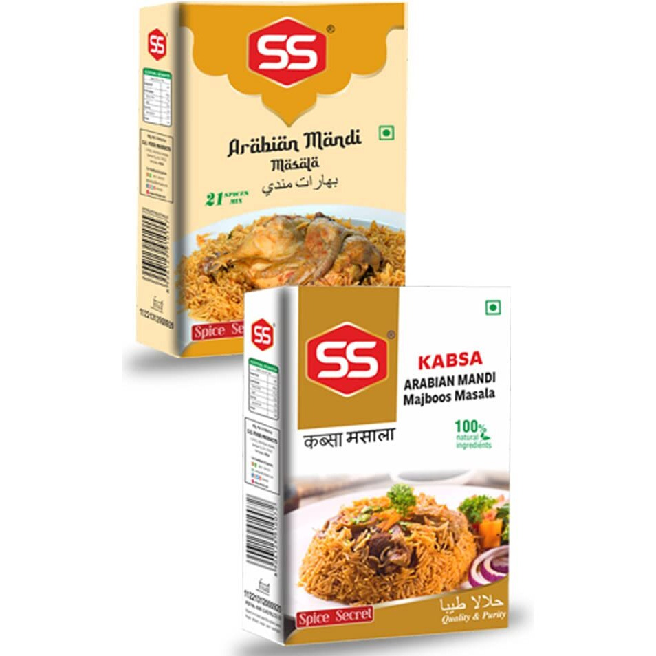 SS Masalas Arabian Mandi and Kabsa Majboos Masala 100g each. Ready Mix Spice Combo for Delicious Arabic Rice Recipe