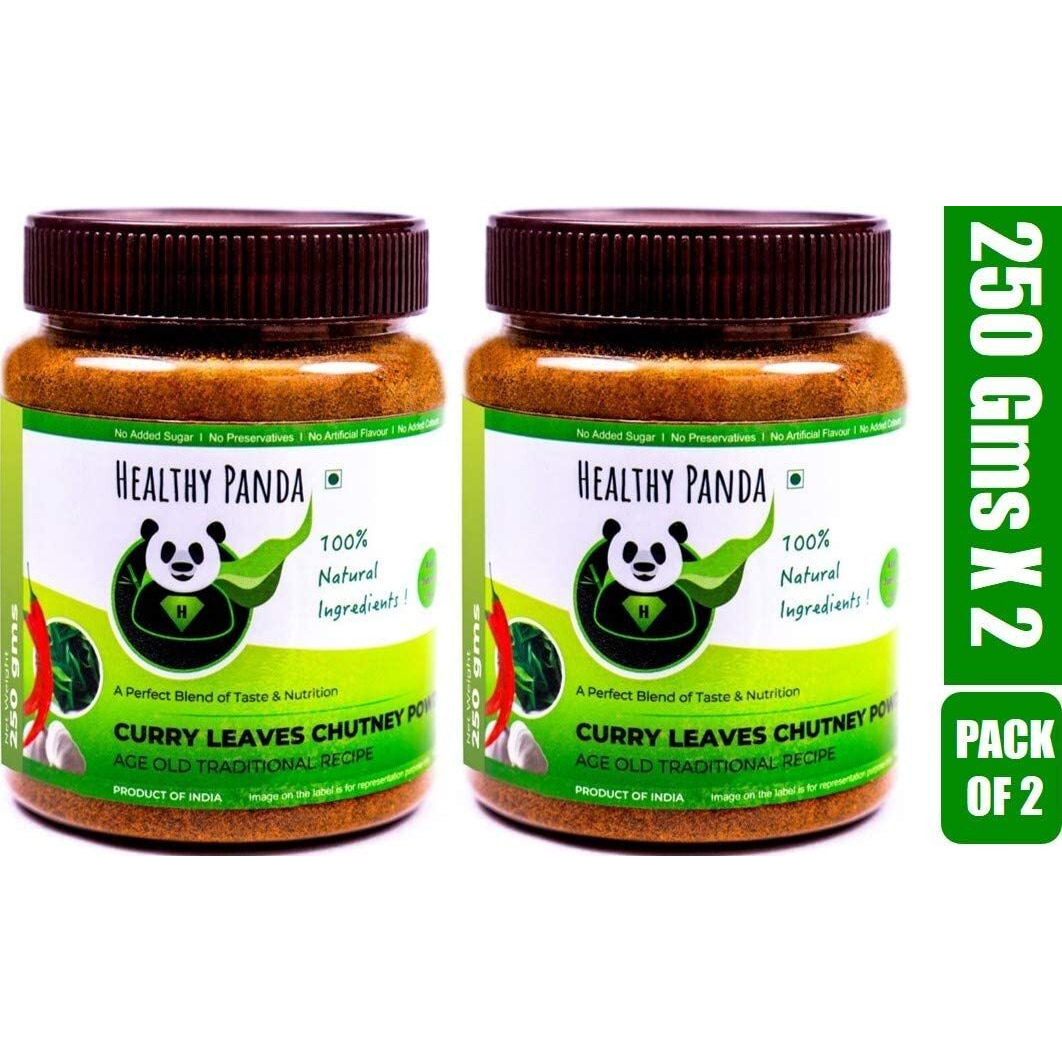 HEALTHY PANDA Curry Leaves Chutney Powder Kadi Patta Chatni, Karivepaku Chatani, Curry Leaves Karam Podi - 250 Gram, Pack of 2 (500 Grams)