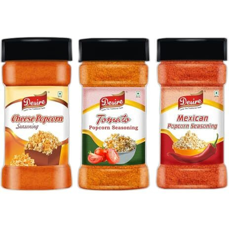 Desire Popcorn Seasonings Combo (Cheese,Tomato & Mexican) 50 Gram Each