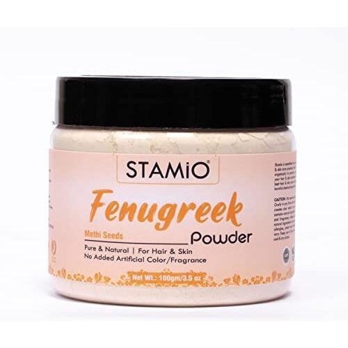 STAMIO Fenugreek Powder 100 gm for Hair Pack, Face, Skin Care, Mask, DIY | Pure Natural Methi Dana/Seeds | Suitable For All Skin Types Men & Women | In Jar