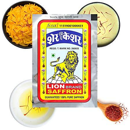 LION BRAND SAFFRON , Single Use Saffron Sachets/Packets with Pure Kashmiri Saffron/ Kesar/ Keshar for Beauty, Cooking and Tilak (Pack of 2 (2 X 1gm  2gRAMs))