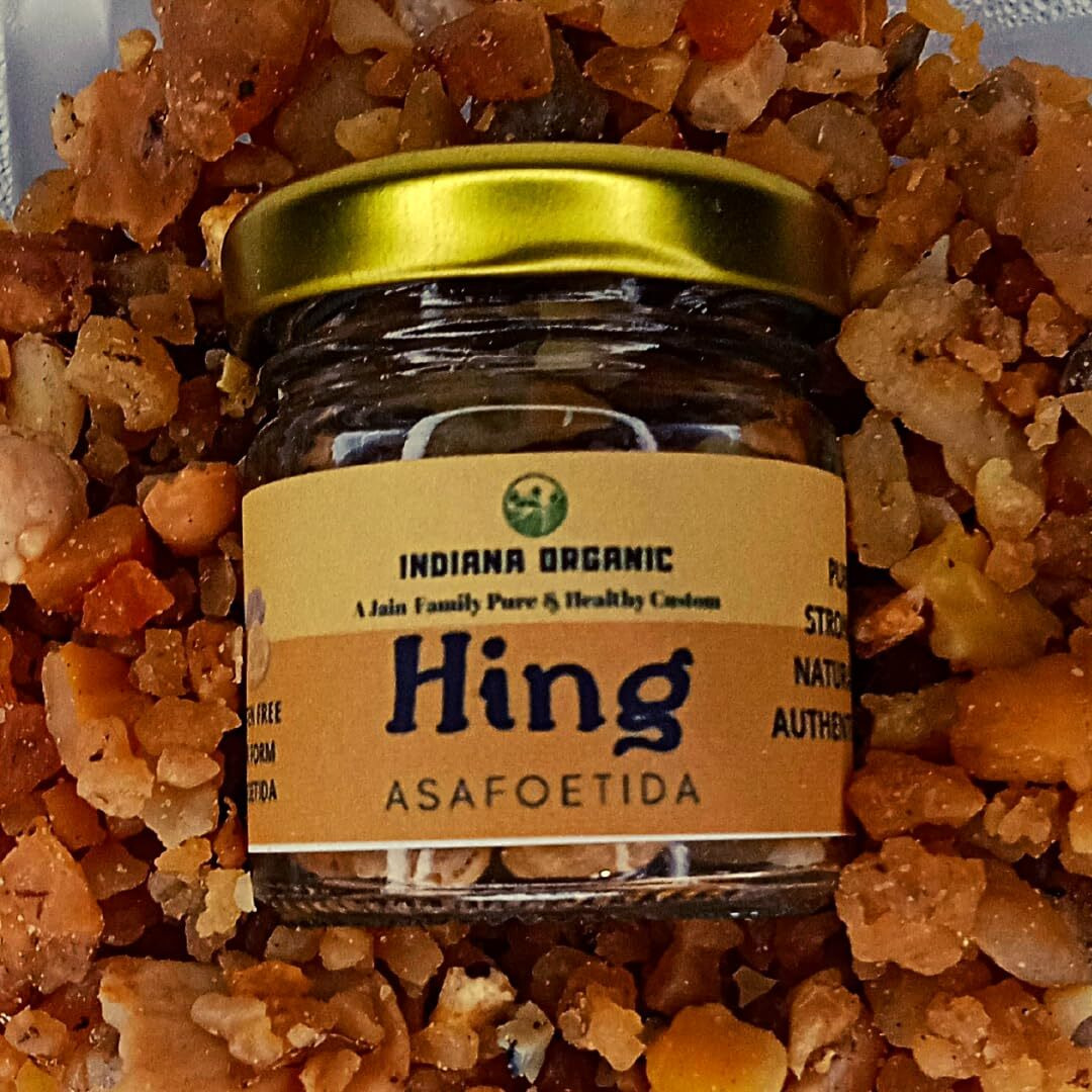 INDIANA ORGANIC Hing 23 G Whole Sabut | Asafoetida Resin Crystal Whole Hing | Natural Raw Pure Gluten Free Hing, 23 Gram, Vegetable Masala