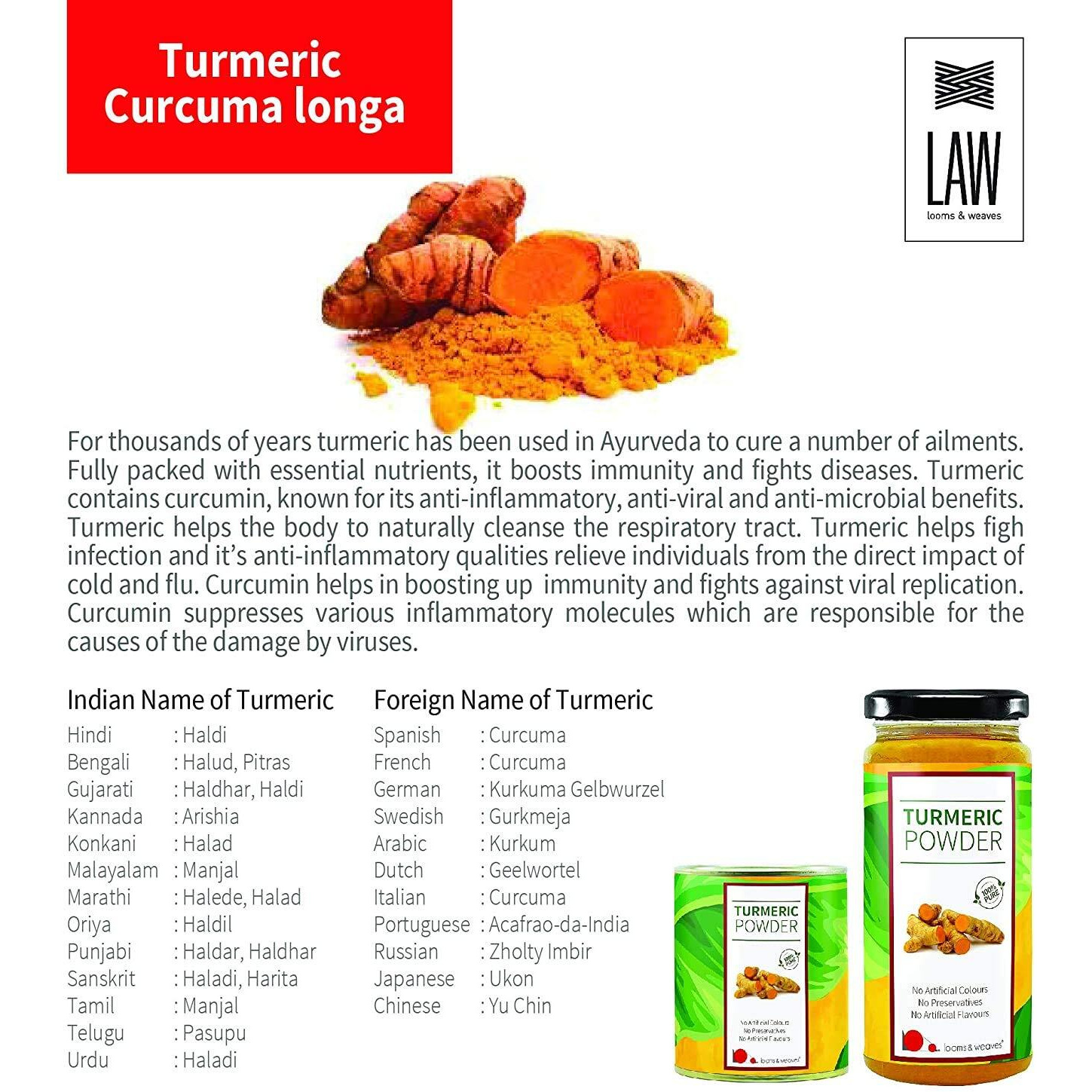 looms & weaves - Organically Grown Indigenous Turmeric Powder From Kerala - 1 Kg