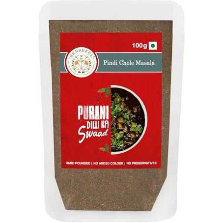 SENSEFUL Pindi (Punjabi) Chole Masala - Purani Dilli Ka Swaad, Flavoursome, No Added Colour & No Added Preservatives - 100 gm