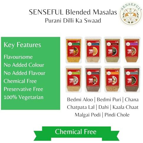 SENSEFUL Pindi (Punjabi) Chole Masala - Purani Dilli Ka Swaad, Flavoursome, No Added Colour & No Added Preservatives - 100 gm