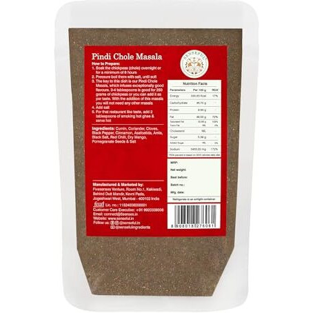 SENSEFUL Pindi (Punjabi) Chole Masala - Purani Dilli Ka Swaad, Flavoursome, No Added Colour & No Added Preservatives - 100 gm