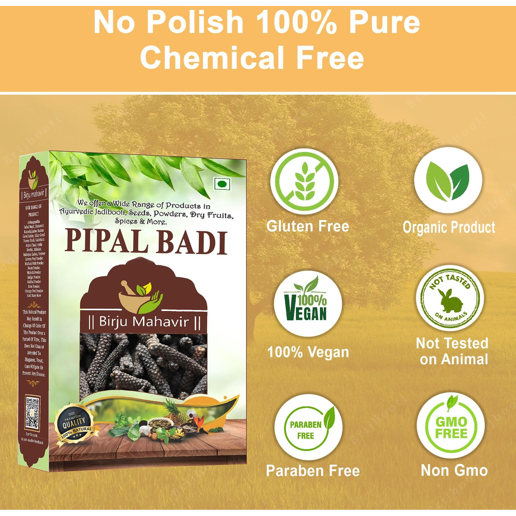 BrijBooti Long Pepper - Pipal badi - Pippali - Pipali - Peepali - Piper Longum 400 Gr