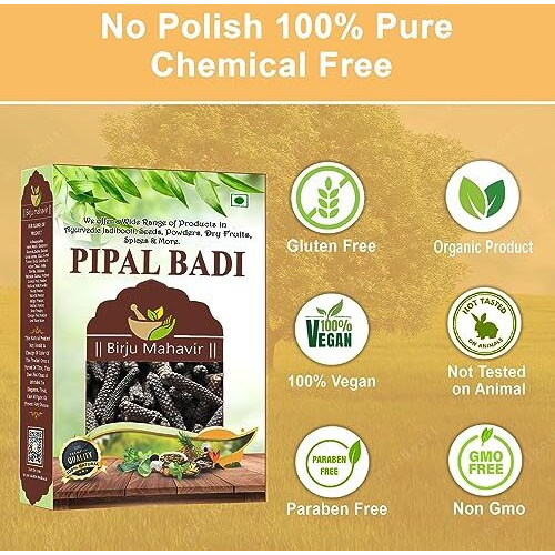 BrijBooti Long Pepper - Pipal Badi - Pippali - Pipali - Peepali - Piper Longum, Black Pepper Powder - 100 Gm