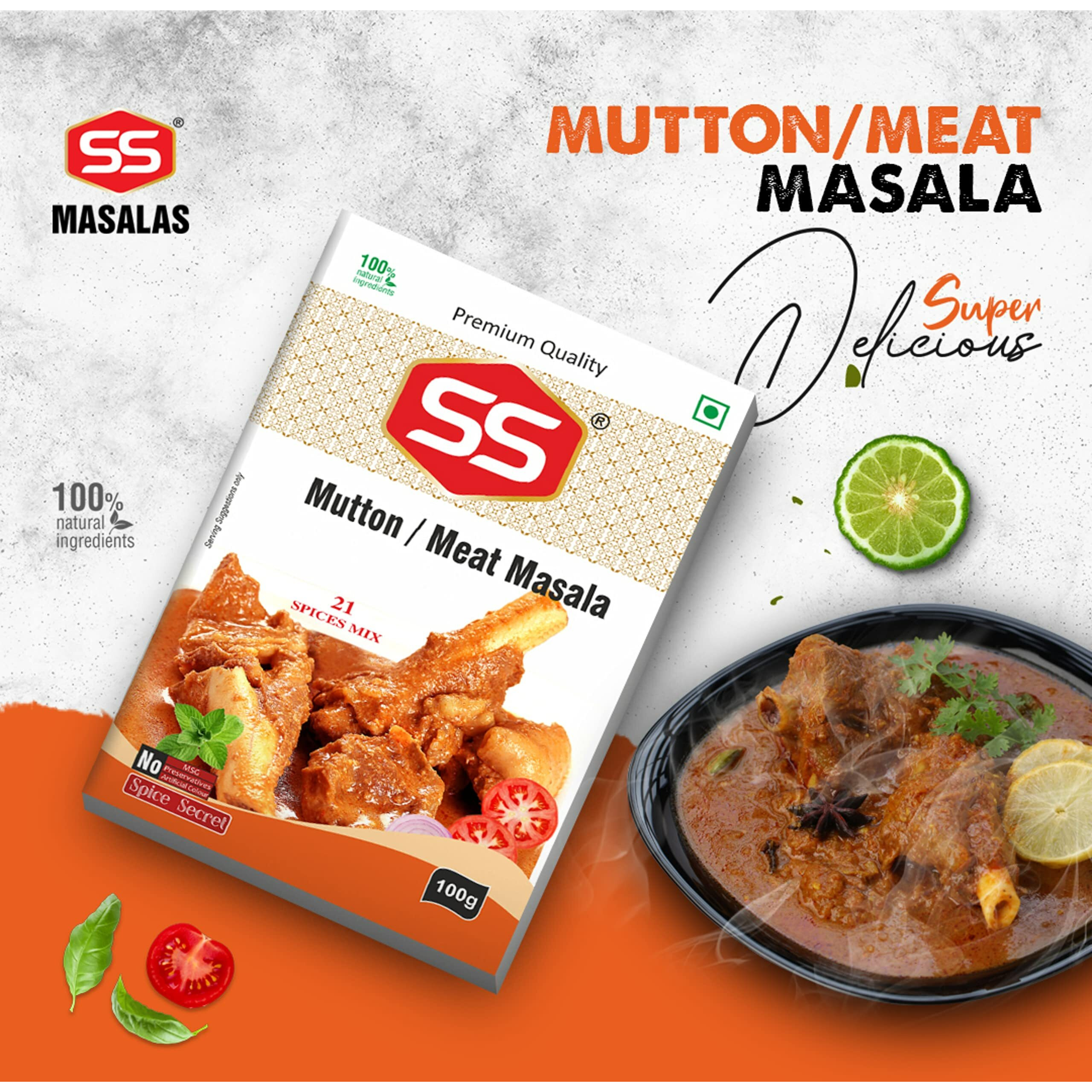 SS Masalas Special Mutton Meat Masala Powder 80g, Ready mix spices for delicious mutton curry/meat dishes