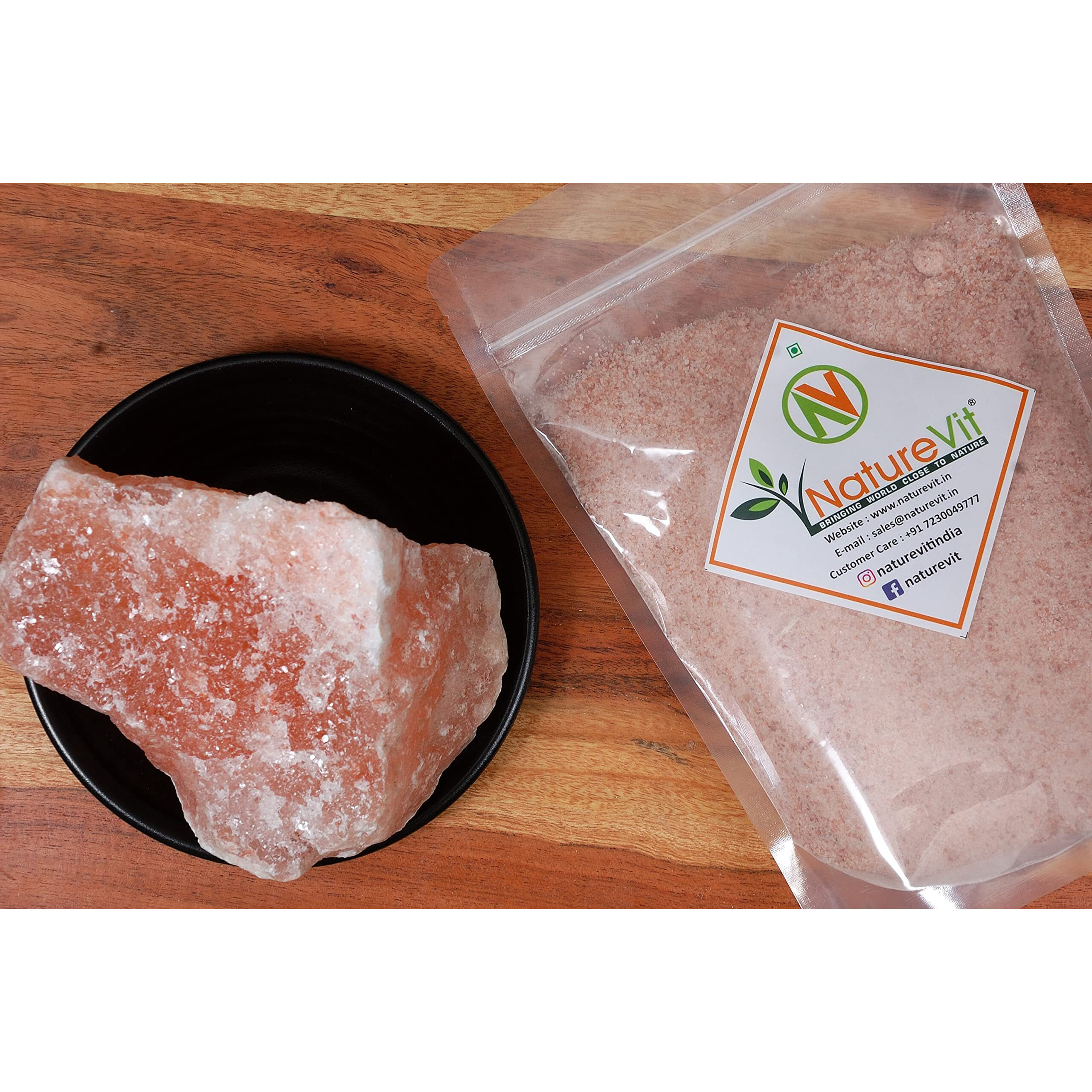 NatureVit Whole Pink Rock Salt, 1 Kg | Himalayan Pink Rock Salt Chunks | Rock Salt