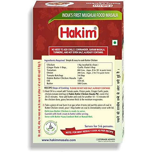 Hakim IndiaS 1St Authentic Mughlai Butter Chicken Masala - Pack of 6-50 Grams Each