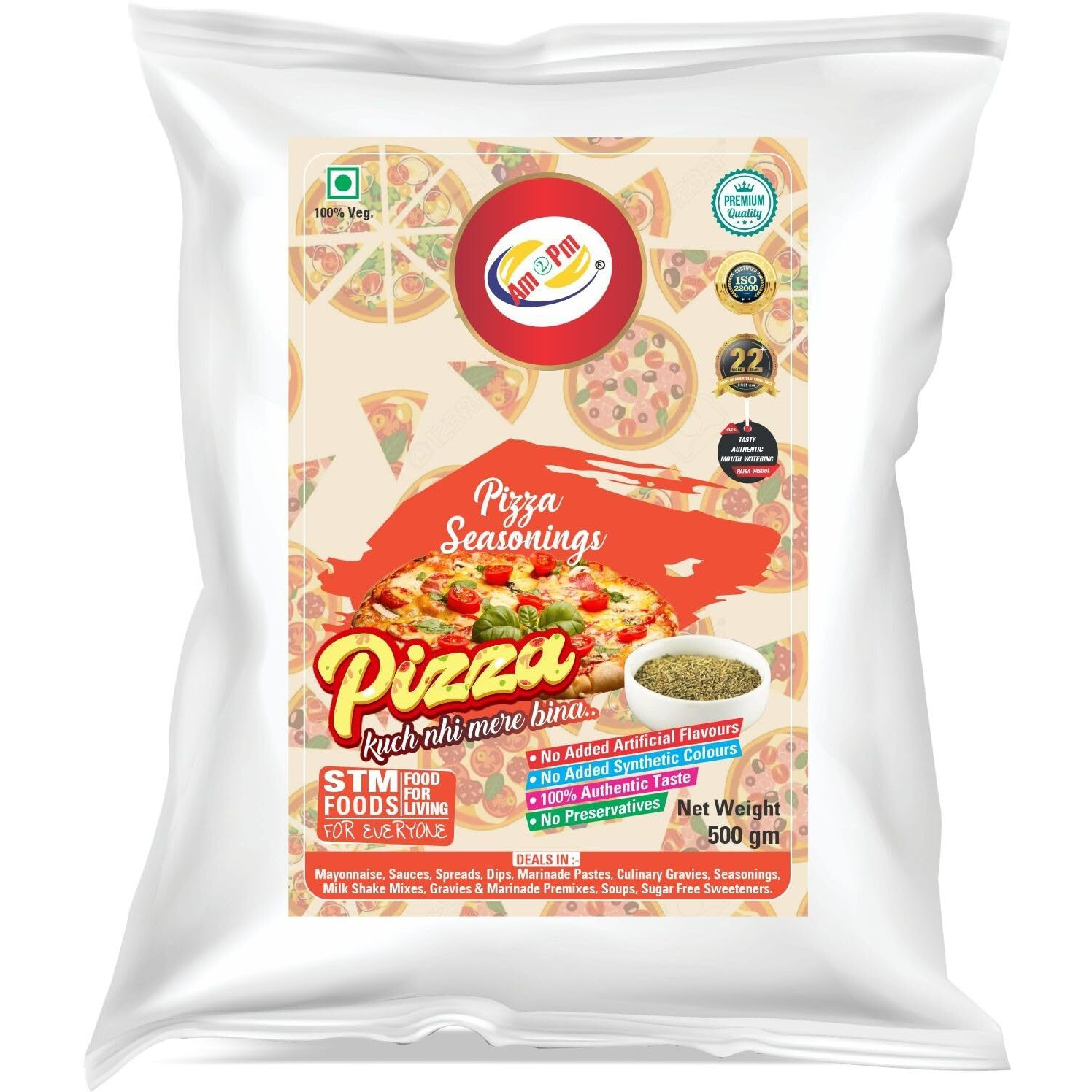 Am 2 Pm - Pizza Seasoning 500gm, Italian Spice Blend for Pizza, Pasta Premium Herbs and Spices Pizza and Pasta