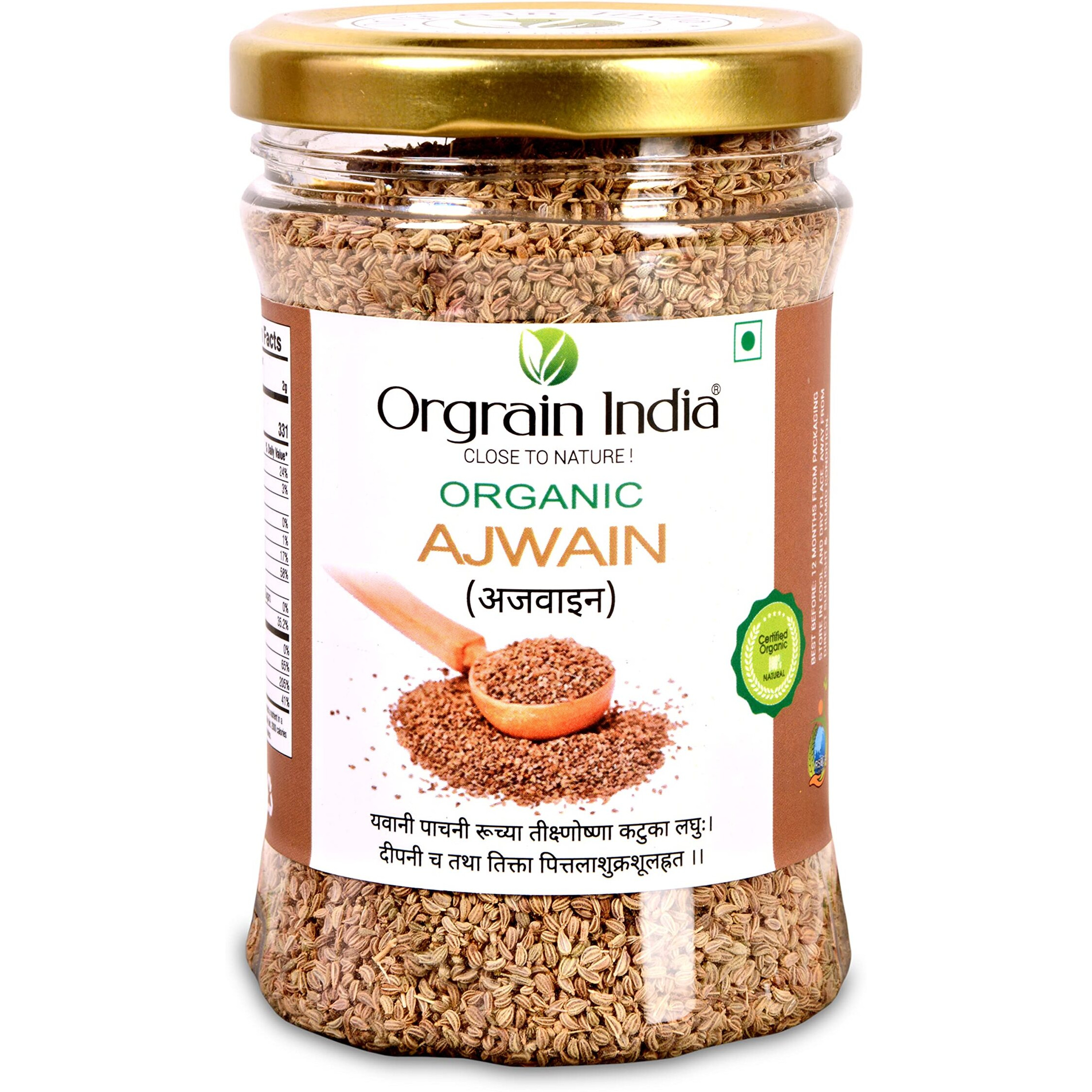 Orgrain India Organic Ajwain Whole 130g | Carom Seeds | Settles The Stomach & Improves Digestion | Weight Loss