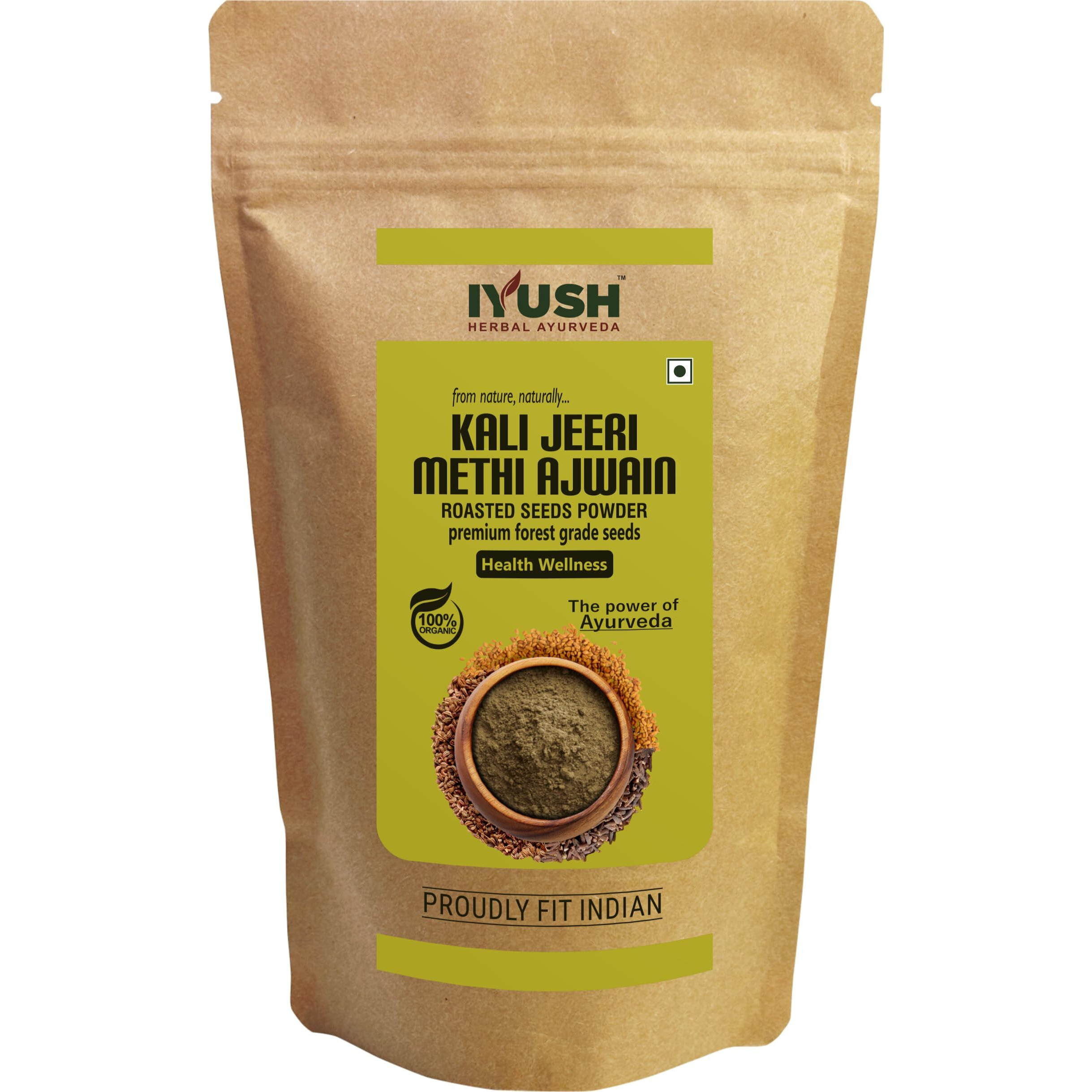 IYUSH Herbal Ayurveda Kali Jeeri Methi Ajwain Mixture Powder  900gm | Ancient Ayurvedic Blend of Kali Jeeri, Ajwain, and Fenugreek Seeds, Mixed in the Ratio of 125 |