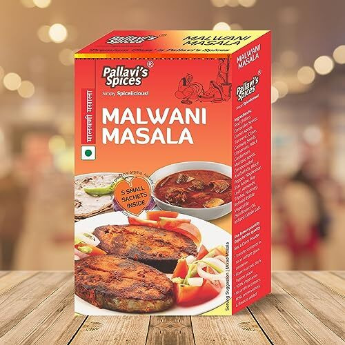 Pallavis Spices Malwani Masala | Seafood specialty masala | Malvani Fish Fry, Fish Curry | Malwani Usal (Legumes) | 5x10g separate sachets | 50g (Pack of 4)