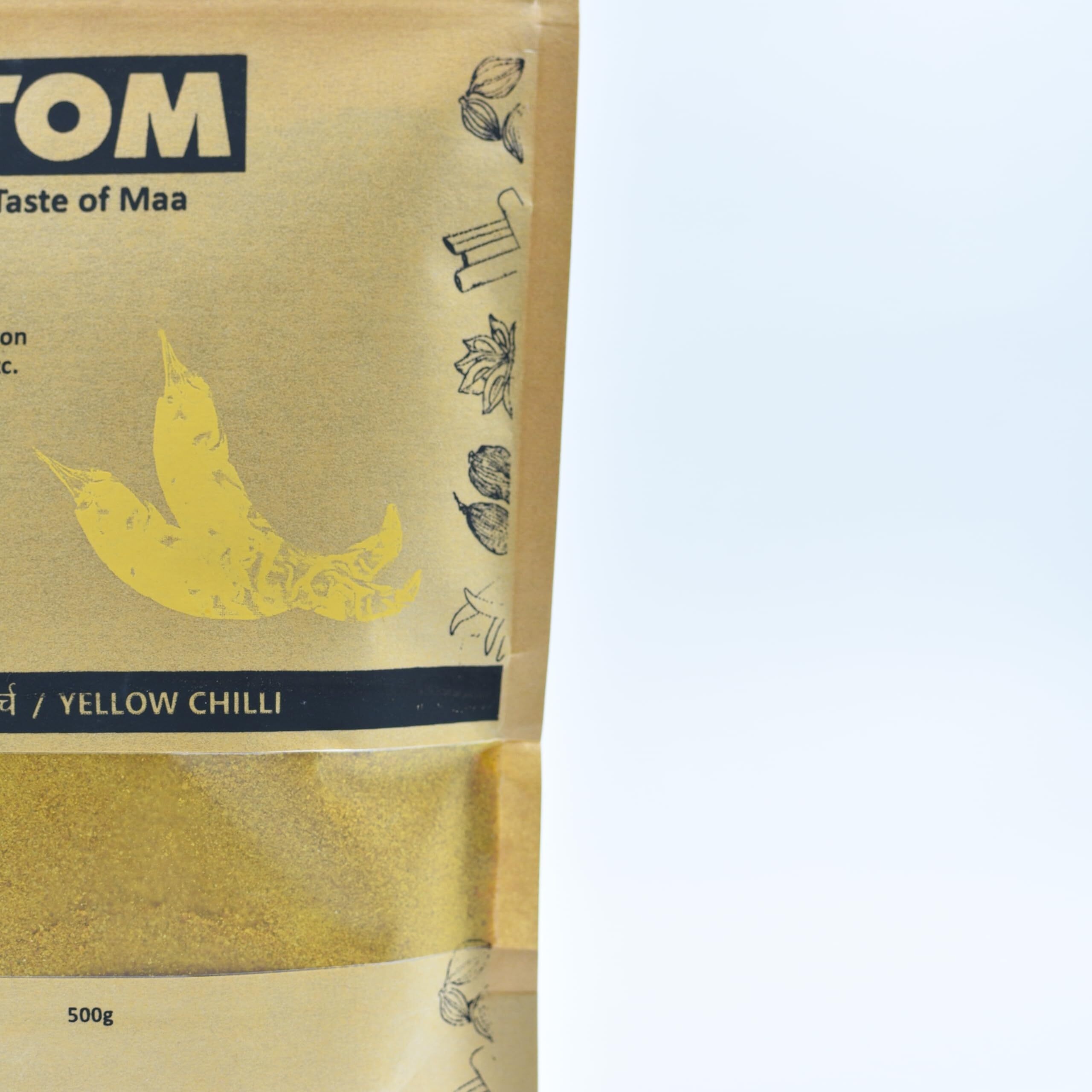 TOM Taste of Maa Yellow Chilli powder | Pilli Mirchi powder (500)