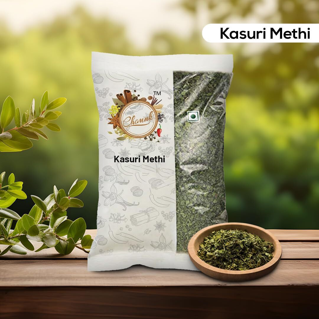 Chounk Kasuri Methi 500g Natural Kasoori Methi with No Added Flavor & Preservatives Aromatic Kasoori/Kasturi Methi Leaves Pack of 5 x 100g