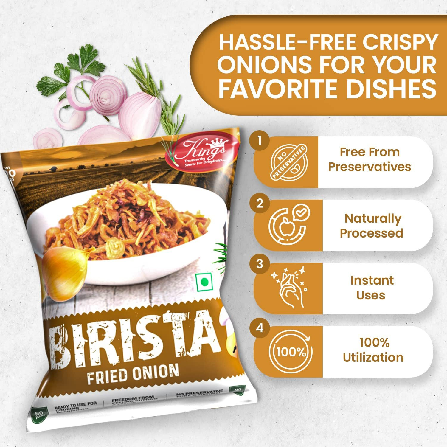 Kings Dehydrated Foods Birista Onion, 900 g