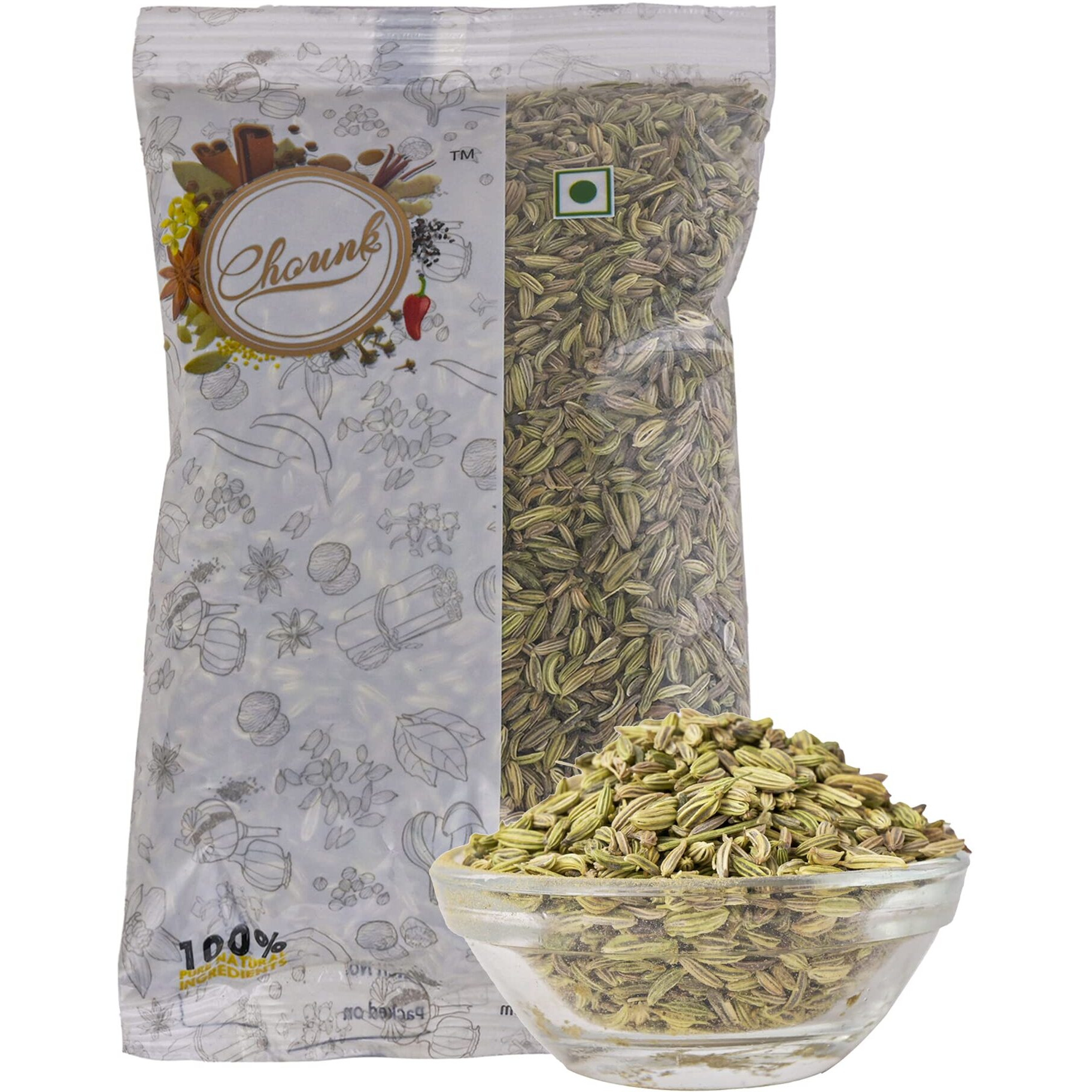 Premium Whole Fennel Seeds (Saunf Moti/Variyali/Mouri/Sompu/Sompulu/Somp/Perumjeerakam), 400g - Fresh and Aromatic | No Preservatives