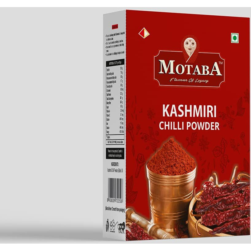 MOTABA Kashmiri Red Chilli Powder, 500 Gram/Lal Mirch | Healthy Spices | Natural Oils | Aromatic | Chilli Powder for Cooking | Turn Everything Delicious (500g, Pack of 1)