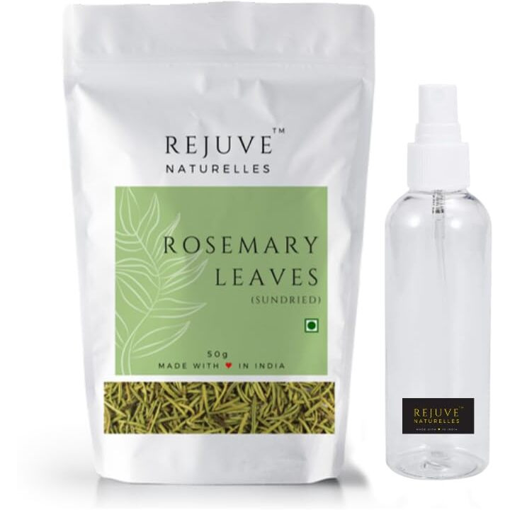 Rejuve Naturelles Sun Dried Rosemary Leaves - 50 Gm with mist spray | Rosemary for Food, Hair Growth, Herbal Tea