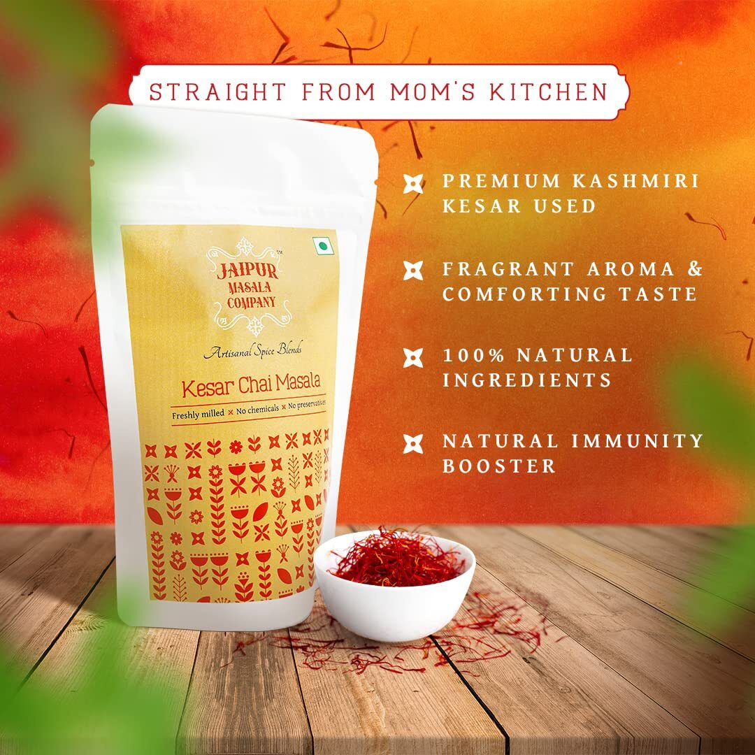 Jaipur Masala Company - Kesar Chai Masala 500 gm | With Kashmiri Kesar, 100% Natural, 9 Premium Spices, For Kadak Masala Tea