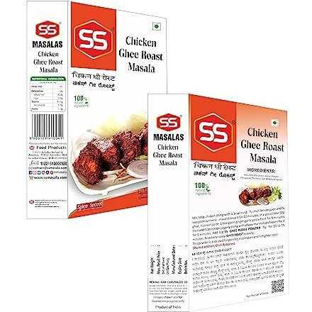 SS Masalas Chicken Ghee Roast Masala 500g. Mangalore Special Authentic Ready Mix Blended Spices.