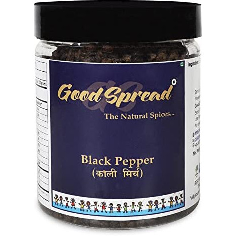 GoodSpread Organic Black Pepper Whole - 200 gm - Export Quality Kerala Specialty Bold Peppercorn