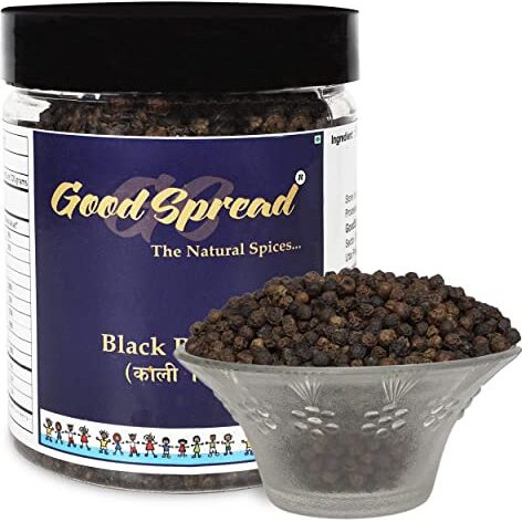 GoodSpread Organic Black Pepper Whole - 200 gm - Export Quality Kerala Specialty Bold Peppercorn