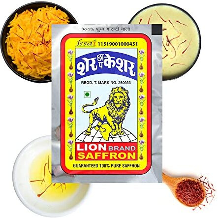 LION BRAND SAFFRON, Single Use Saffron Sachets/Packets With Pure Kashmiri Saffron/Keshar/Kesar For Bhai Dooj, Tilak, Kesar Tikka And Puja (24 Sachets  1Gm)