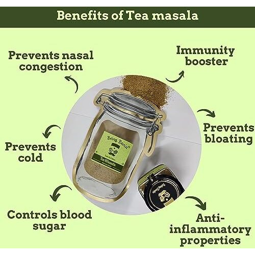 Being Bania Premium Tea Masala - 100% Natural Ingredients | 100g in Pouch | 7 Spices | No Preservatives | Immunity Booster | Helps in Cold & Cough | Indian Chai Masala Powder