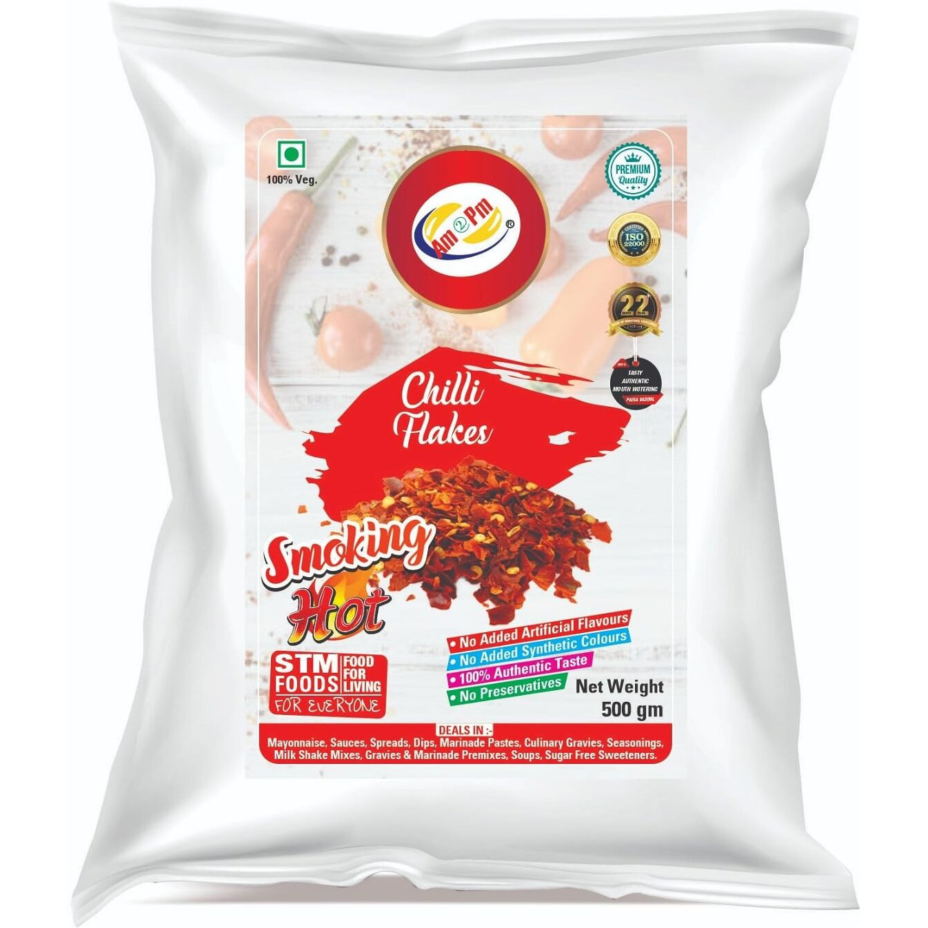 Am 2 Pm - Chilli Flakes Seasonings for Italian Dishes, Red Chilli Flakes for Pasta, Pizza, Salads (Chilli Flakes 500gm)