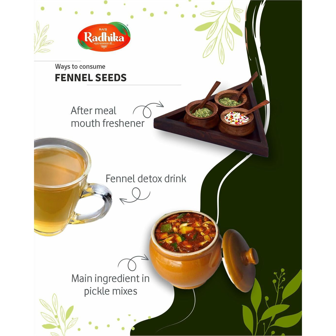 RADHIKA- New Crop Variyali Saunf 500g (Fennel Seeds) - Mouth Freshener, Digestion Aid, Naturally Sweet Badi Saunf, Sounf