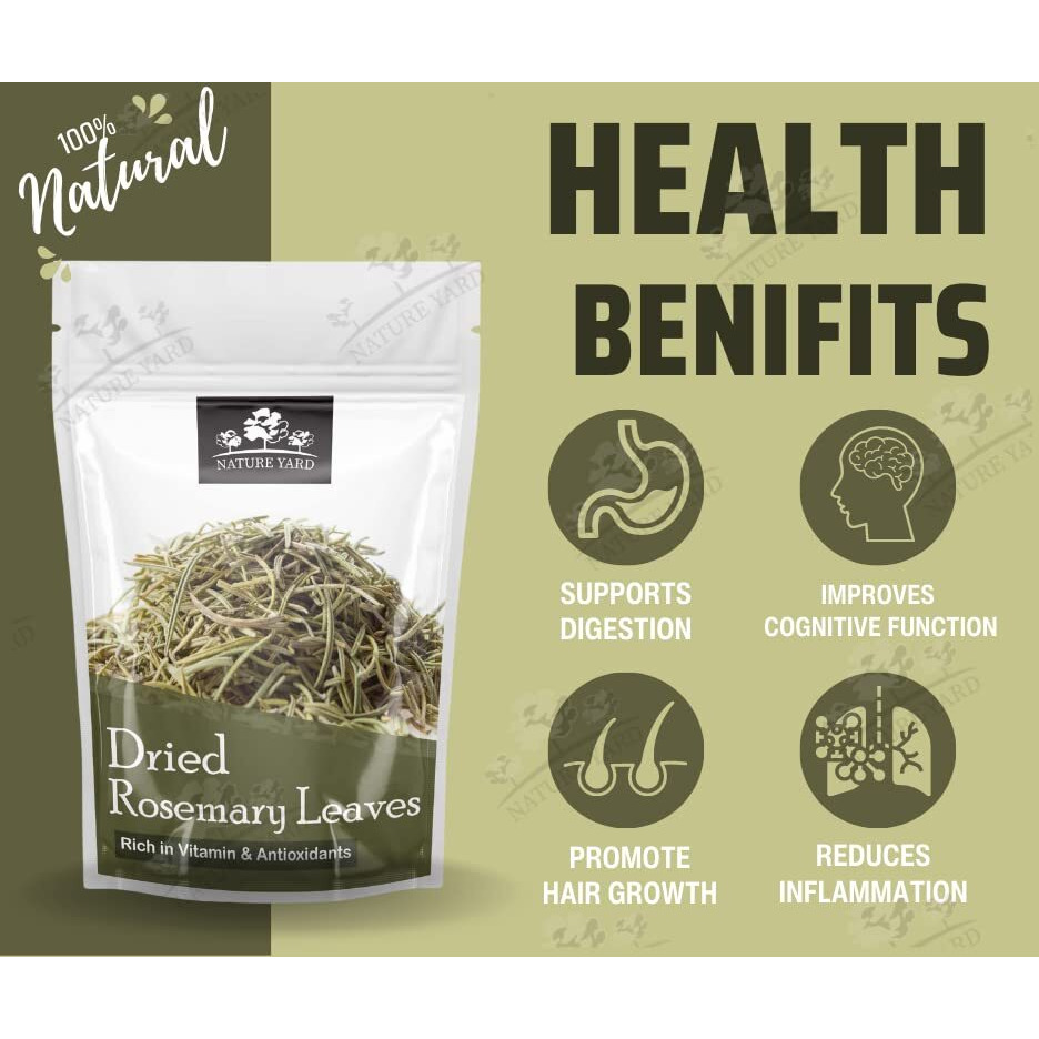 NATURE YARD Pure Rosemary dried leaves for hair growth - 400 gm - Top grade clean leaves from organic farms - Best for cooking, seasoning, Tea, Helps boosts immune system & Rich in antioxidants