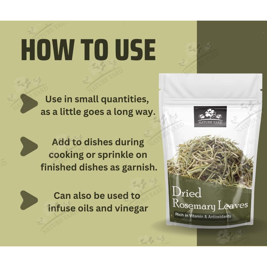 NATURE YARD Pure Rosemary dried leaves for hair growth - 100 gm - Top grade clean leaves from organic farms - Best for cooking, seasoning, Tea, Helps boosts immune system & Rich in antioxidants