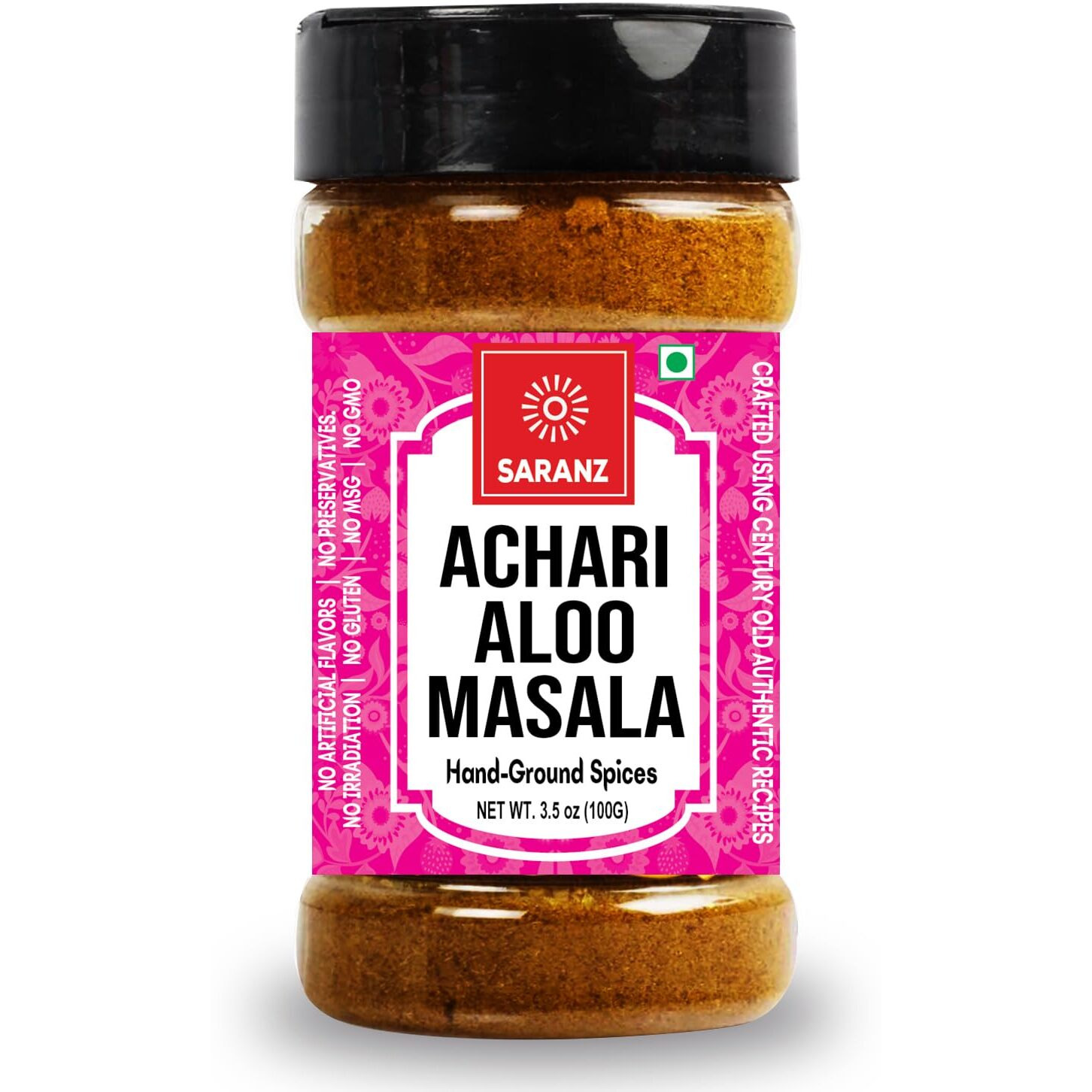 SARANZ Achari Aloo Masala Special Cooking Masala, Kashmiri Dum Aloo Masala, Premium Artisanal Spices with Rich & Strong Flavour, 100 Grams Bottle, No Added Colors, Spice Powders, and Masalas