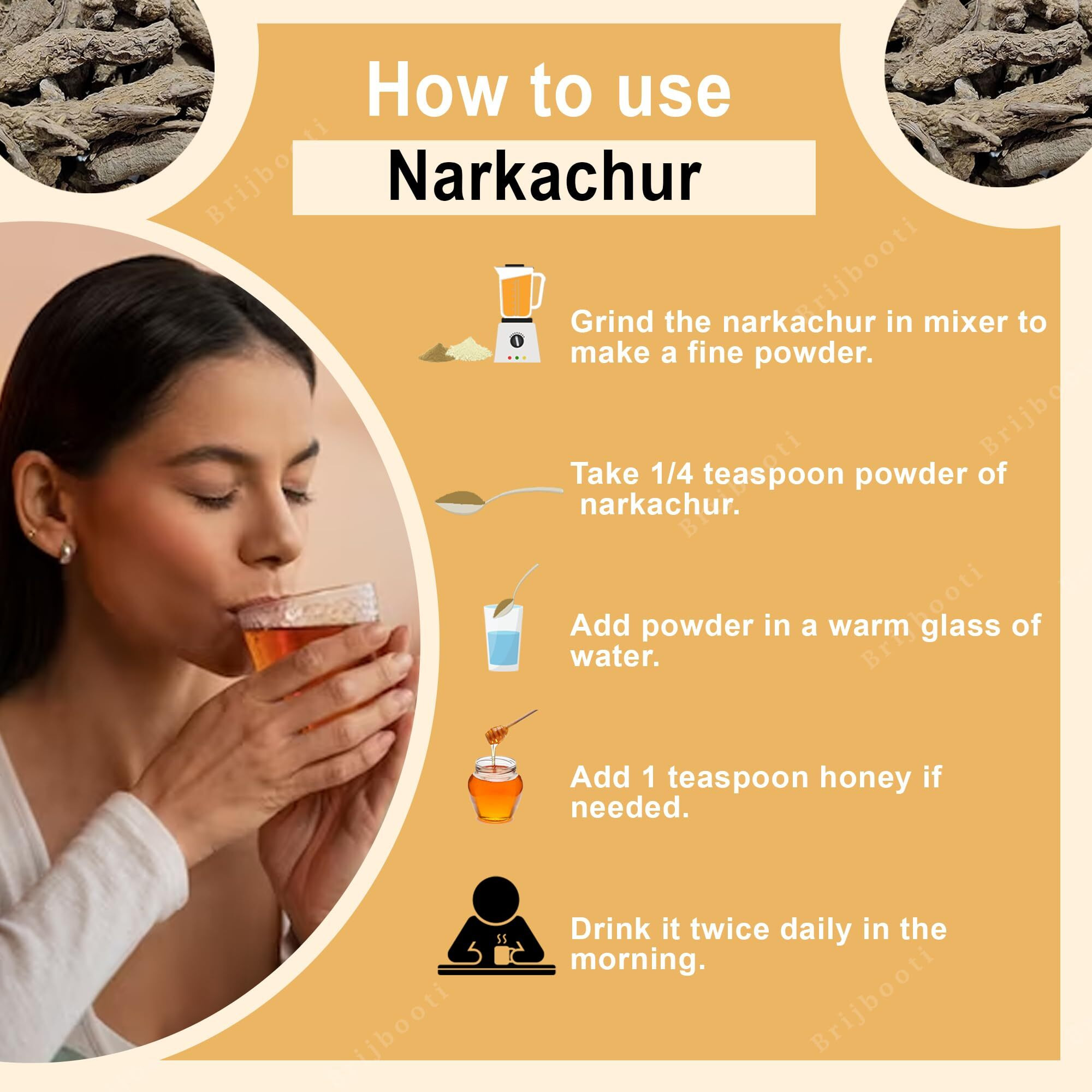 Birju Mahavir Narkachur - Kali Haldi - Nar Kachur - Narkchaur - Curcuma Zerumbet - Zedoary Root - Black Turmeric 200 Gr