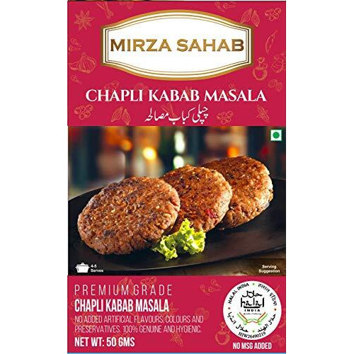 Mirza Sahab Chicken/Mutton Chapli Kabab Masala | Easy & Ready to Cook Exotic Spice Blend | Delicious, Flavourful & Aromatic Chicken/Mutton Chaapli Kebab (Pack of 6 x 50g)