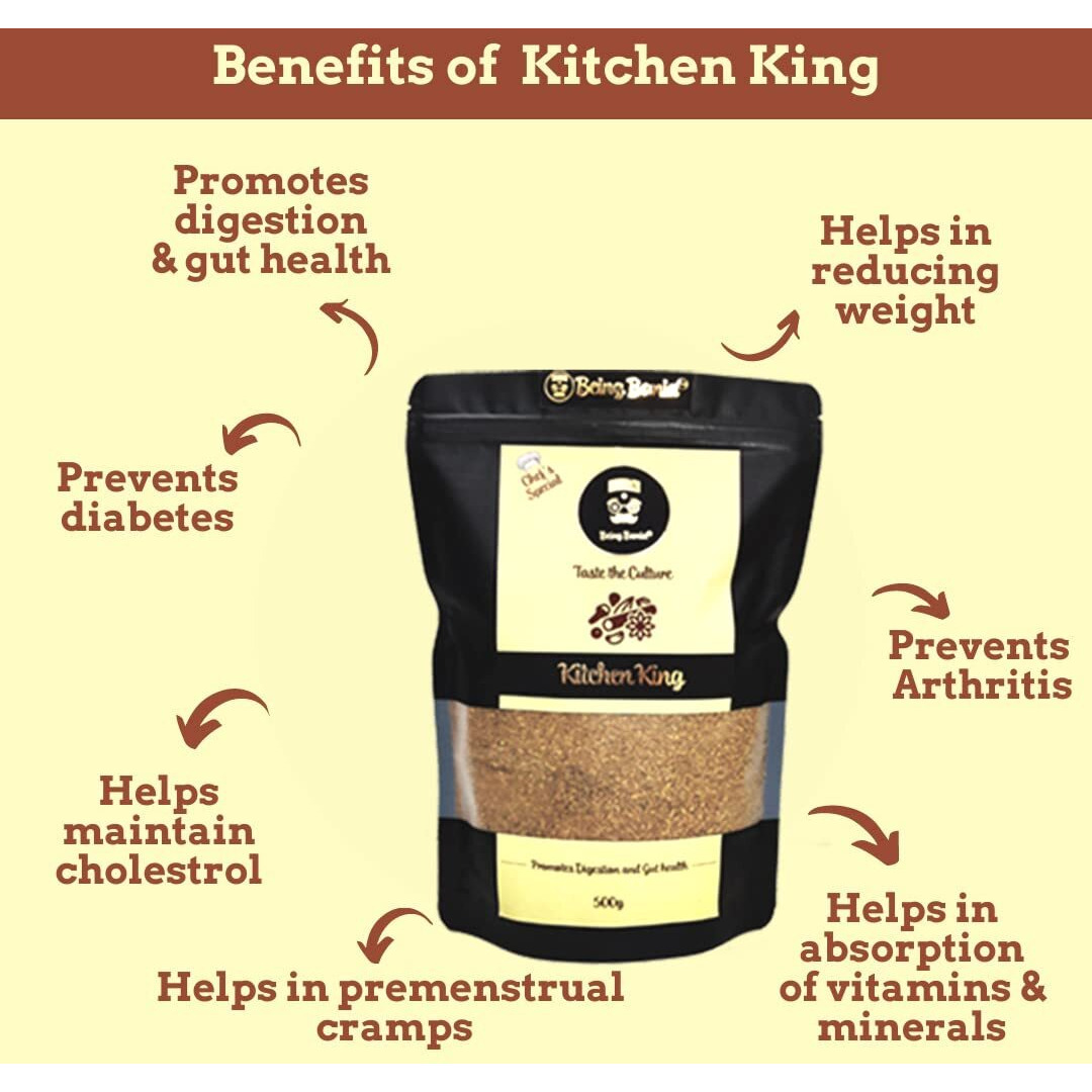 Being Bania Kitchen King Chef Special, 500 Gms | Kitchen Masala Powder |100% Natural Ingredients | No Added Preservatives | All in 1 Vegetable Masala | Exotic Indian Spices | No onion, no garlic |