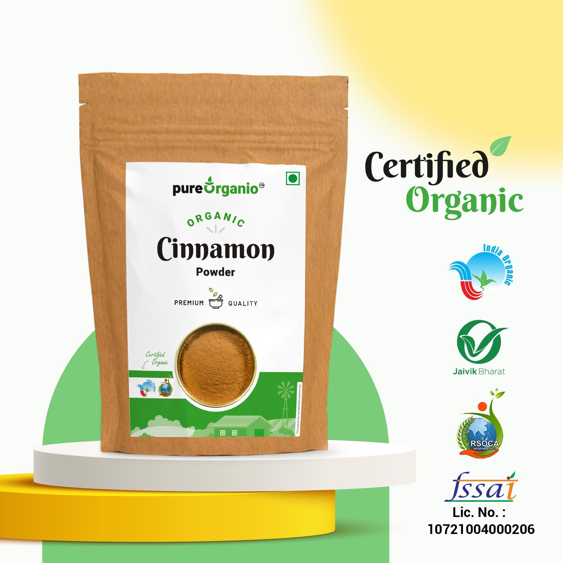 Pure Organio Organic Cinnamon Powder - Dalchini Powder Cineman Cooking Tea Baking (100 Gm)