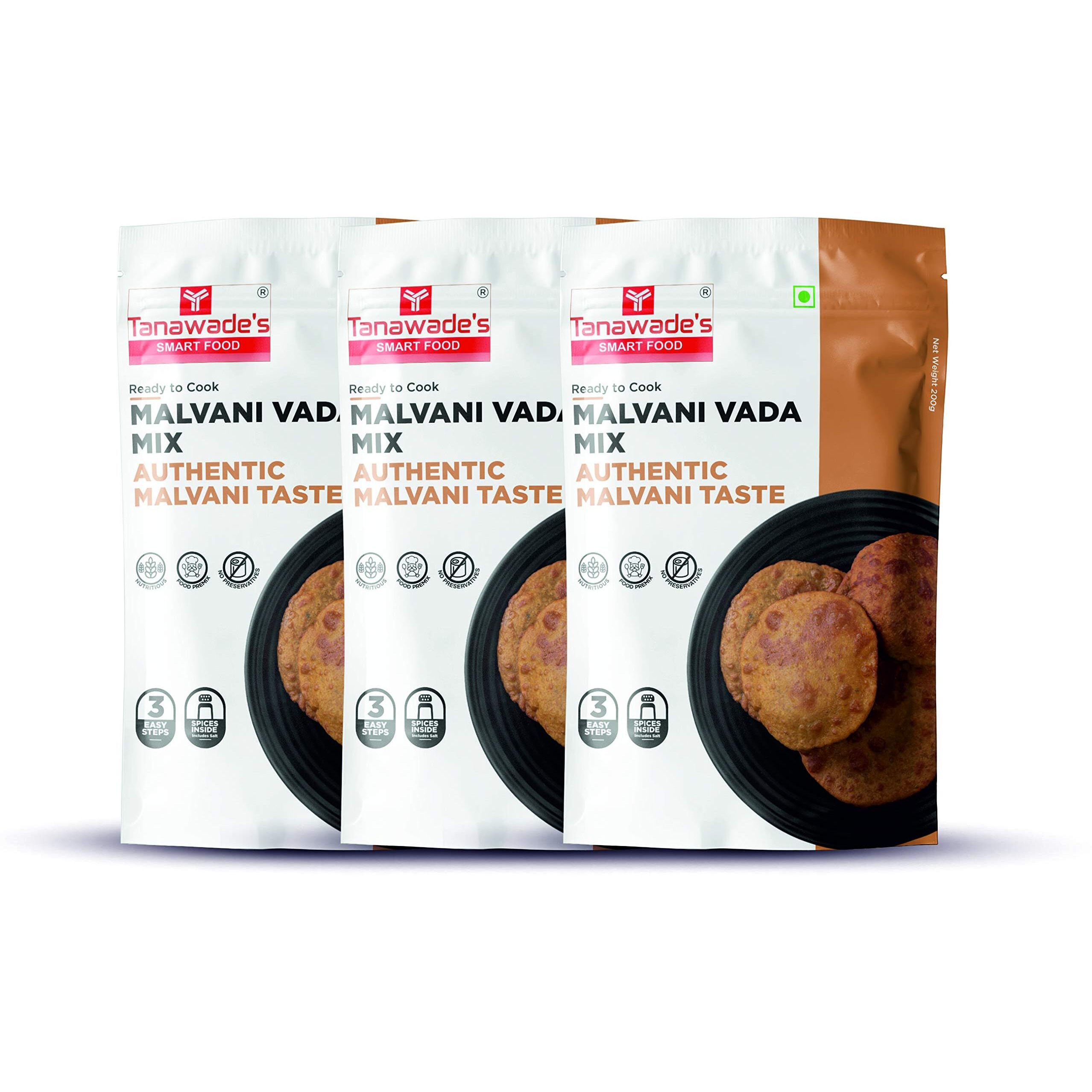 Tanawades Smart Food Instant Malvani Vada Mix, Ready to Cook, Home Food with Hand Picked Flavours, Pack of 3