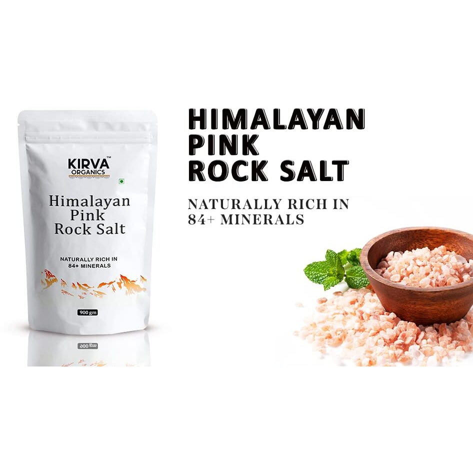 Kirva Organics Pink Himalayan Rock Salt, Pink Salt Himalayan For Cooking, Curing, Bath, Fasting - Pack of 3