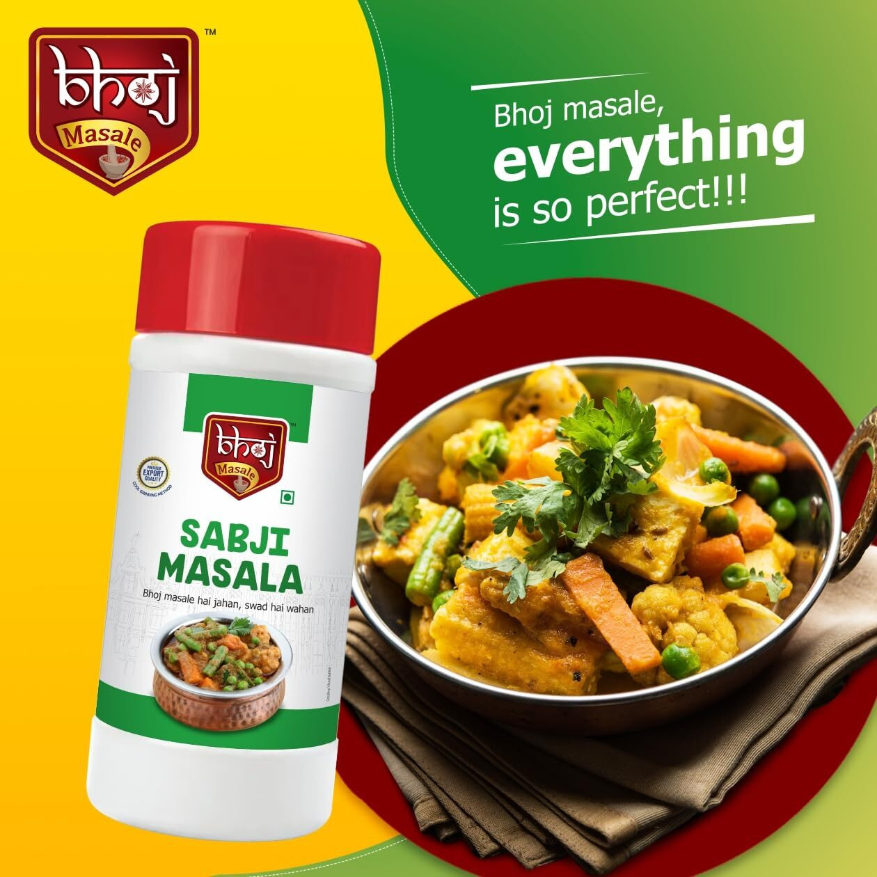 Bhoj Masale Sabji Masala Powder 500GM | Spices with Natural Ingredients For Healthy and Delicious Cooking. No colour, no preservatives, no onion & no garlic (Jain Masale)