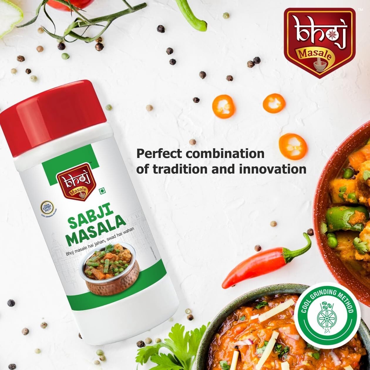 Bhoj Masale Sabji Masala Powder 500GM | Spices with Natural Ingredients For Healthy and Delicious Cooking. No colour, no preservatives, no onion & no garlic (Jain Masale)