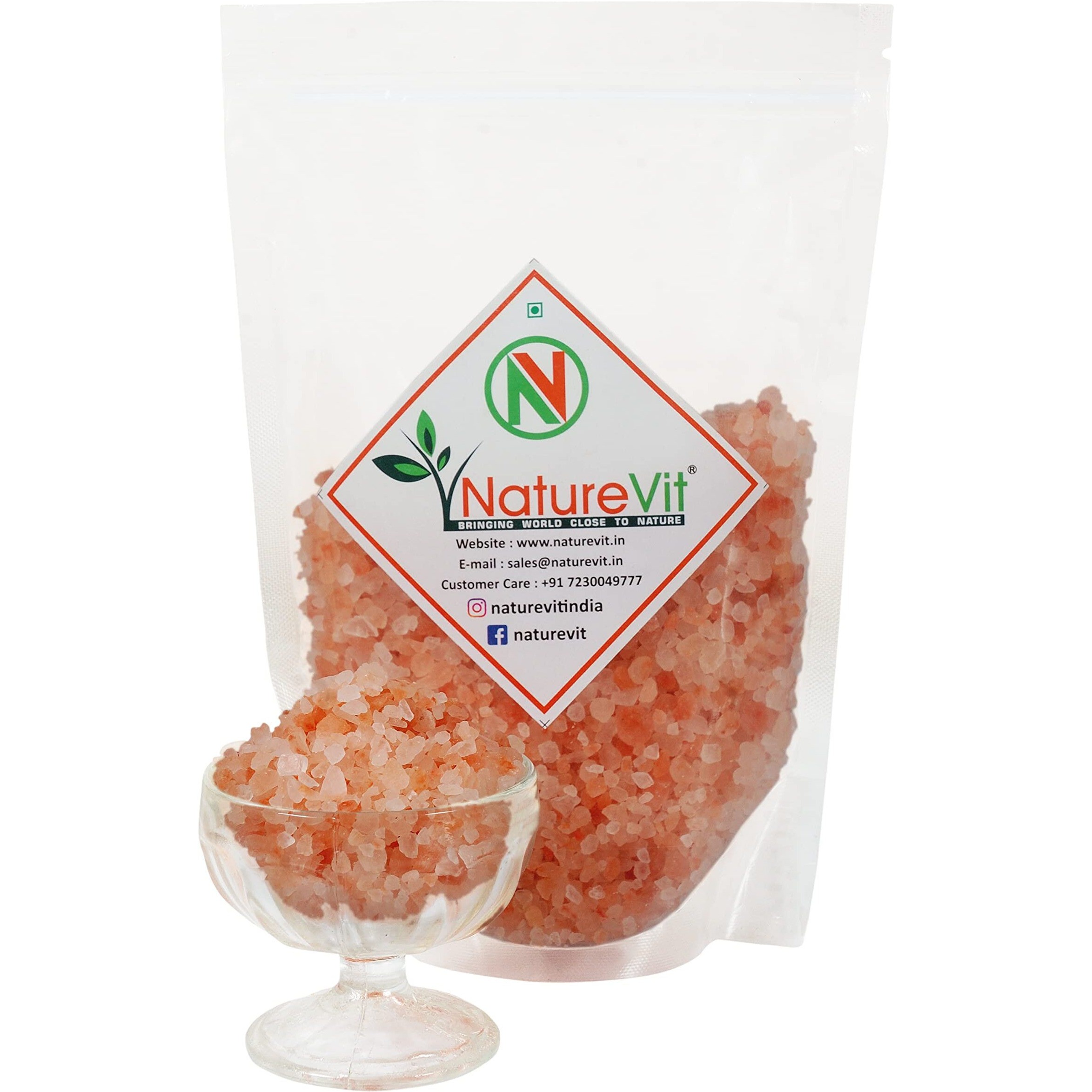 NatureVit Himalayan Pink Rock Salt Granules, 1 Kg - 100% Natural & Rich in 84 Minerals, Best for Weight Loss and Cooking