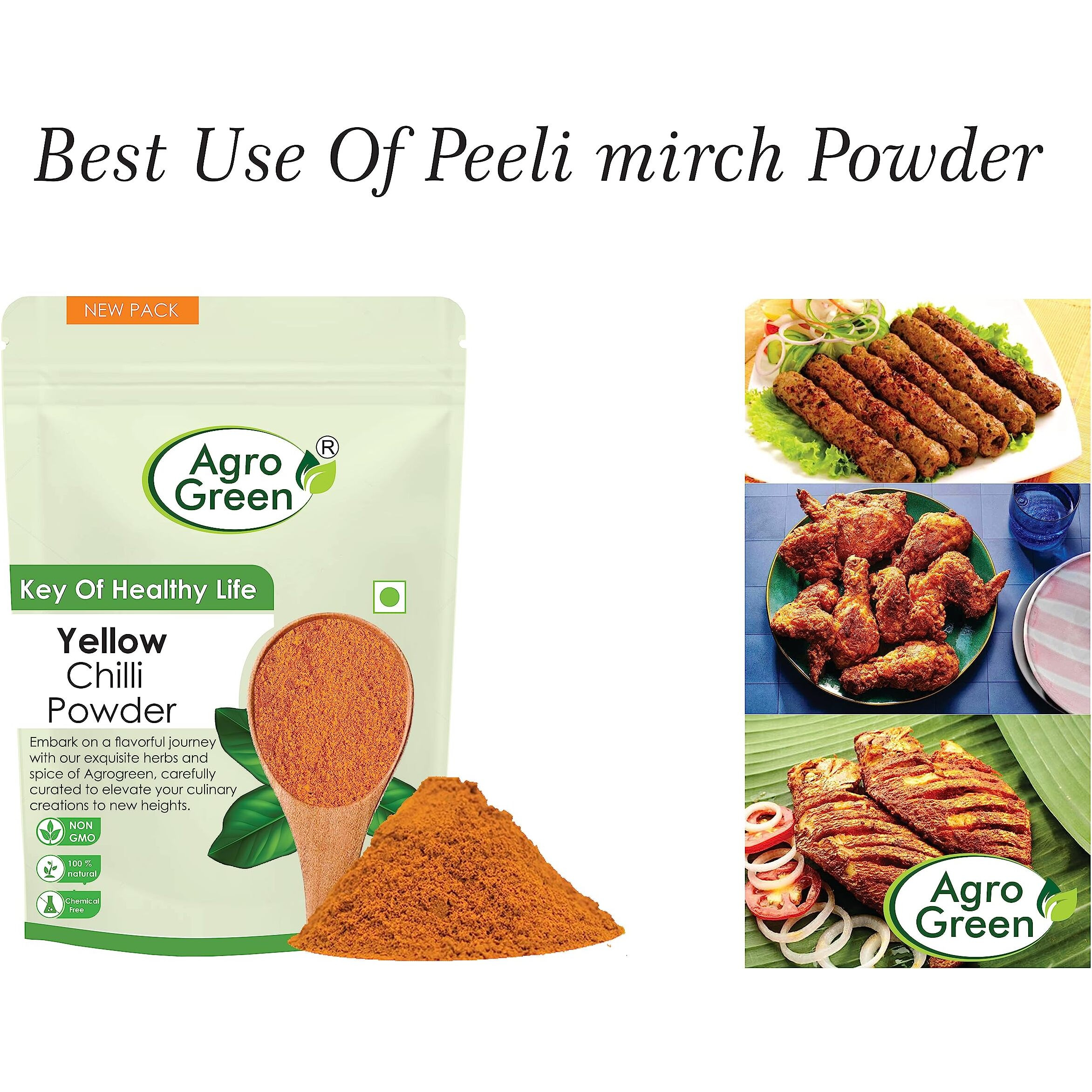 Agrogreen Yellow Chilli Powder - Peeli Mirch Powder - (1 kg)