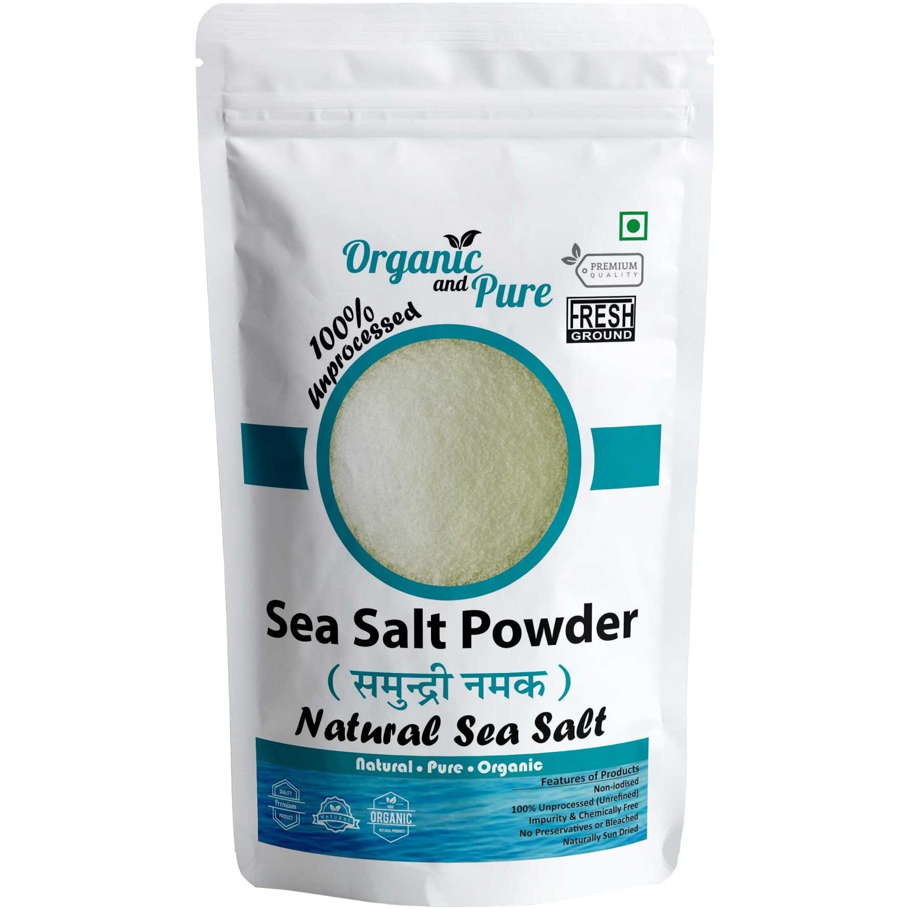 Organic and Pure Sea Salt Powder (Arabian/Indian) | Samundari Namak Powder | Non-Iodised | for Cooking/Baking/Scrub/Vastu | Unrefined & Chemical Free| Pure Organic 100g